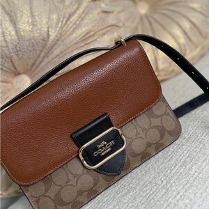 Coach Tan and Black Crossbody Bag